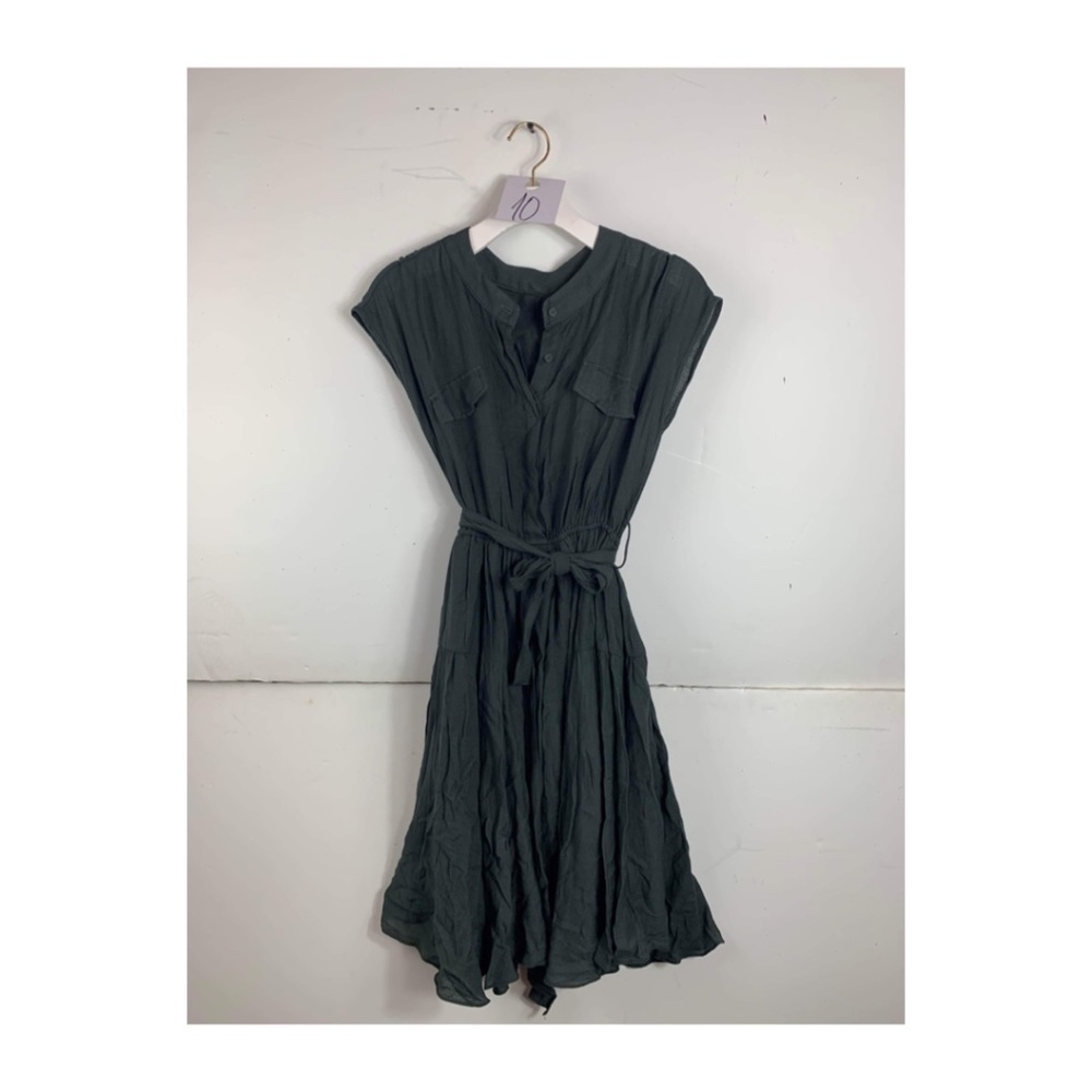 Anthropologie Forest Green Midi Flare Shirt Dress